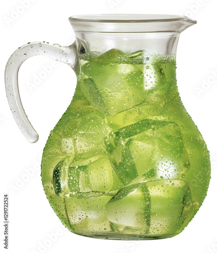 jarra de vidro chá verde gelado isolado em fundo transparente