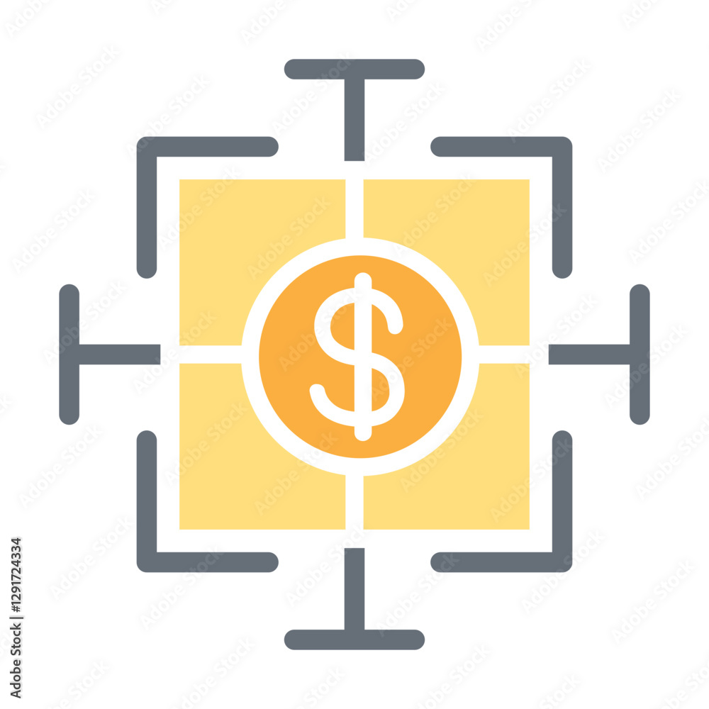 Business Target icon in flat color style