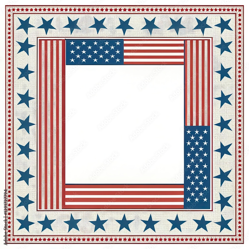 Obraz premium USA Flag Themed Border Frame Design for Creative Projects and Celebrations. Generative AI