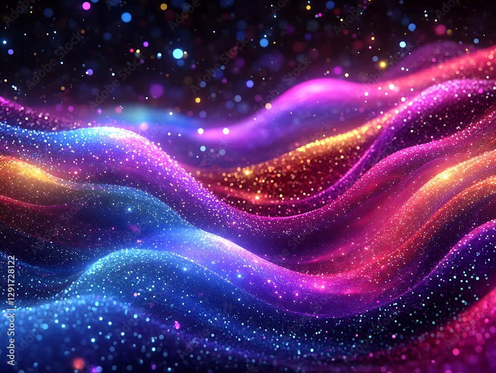 Abstract glowing waves of colorful particles Abstract glowing waves of colorful particles