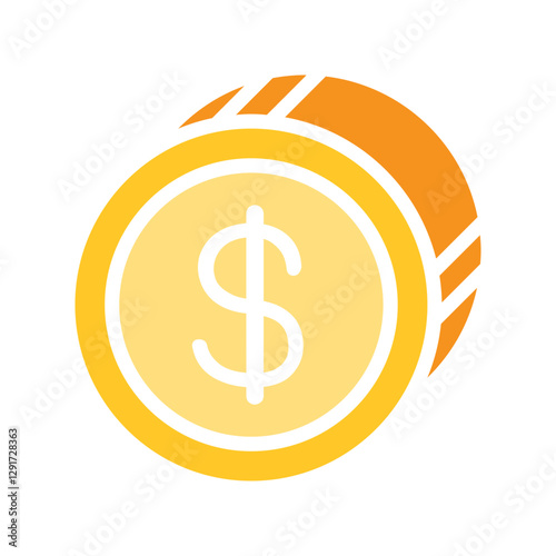 Coin icon in flat color style