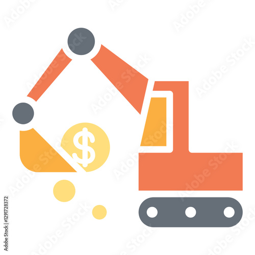 Crypto mining icon in flat color style