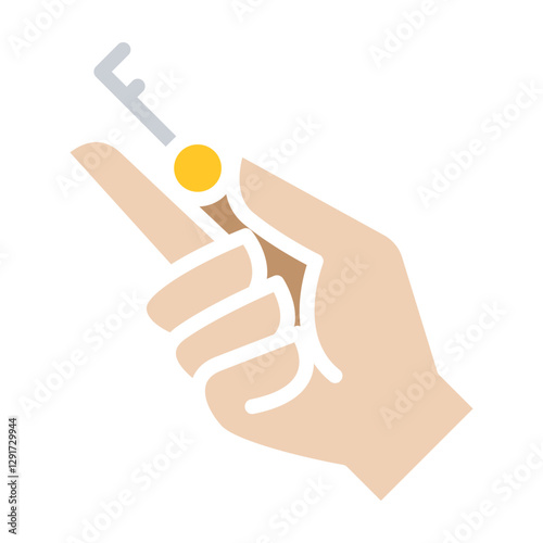 Key icon in flat color style