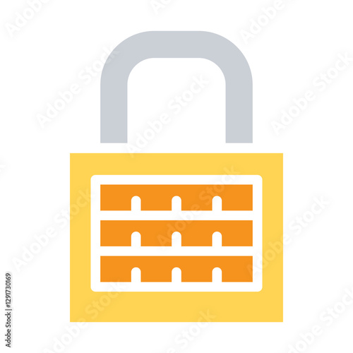 Lock icon in flat color style