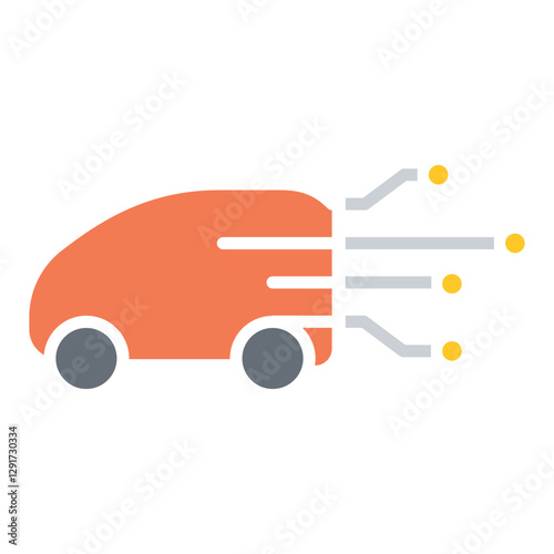 Smart car icon in flat color style
