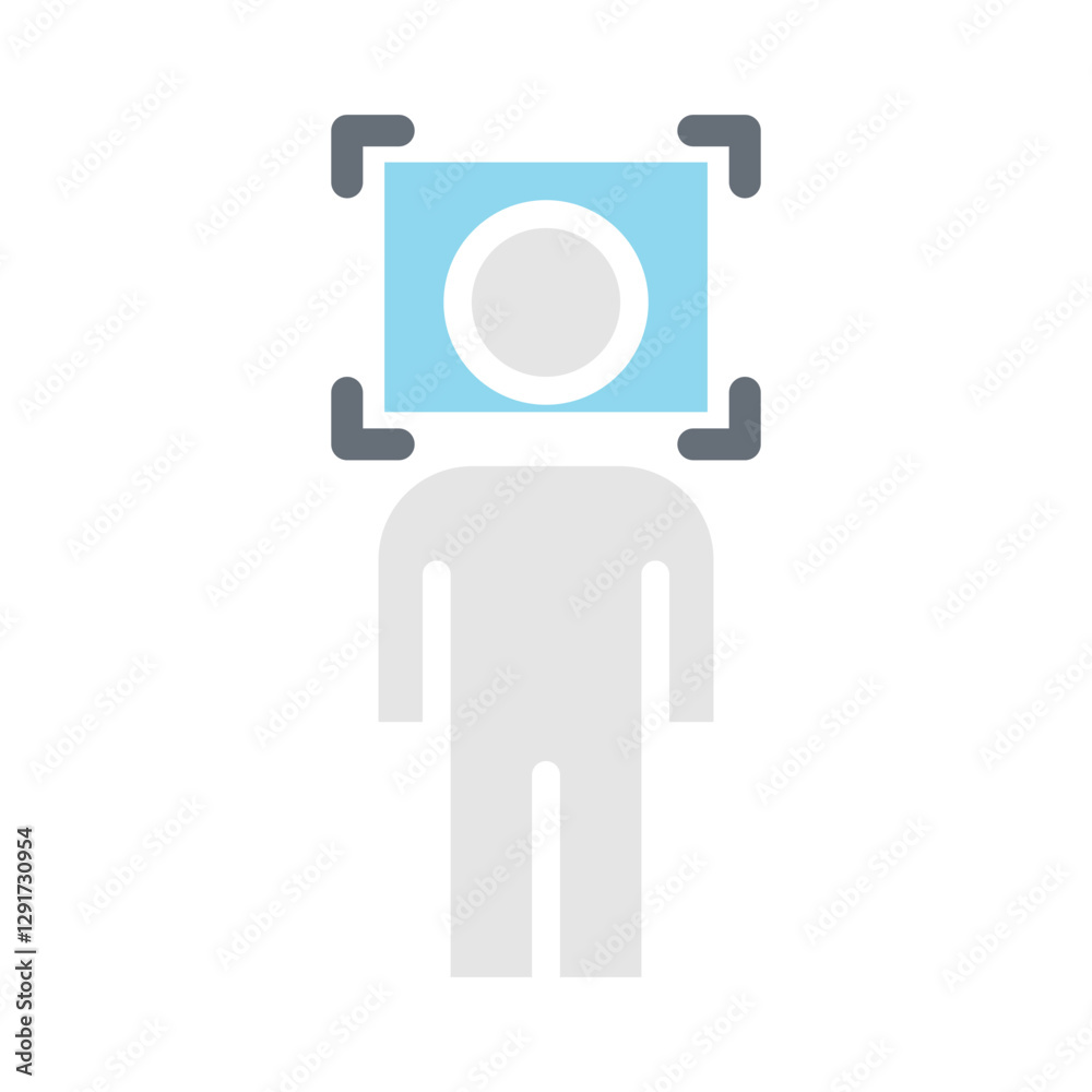 Face detection icon in flat color style Face detection icon in flat color style