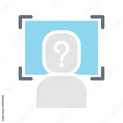 Face scan icon in flat color style
