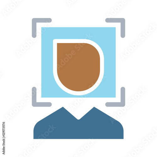 Face scan icon in flat color style
