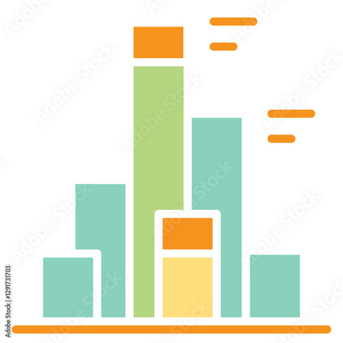 Data, graph, diagram icon in flat color style