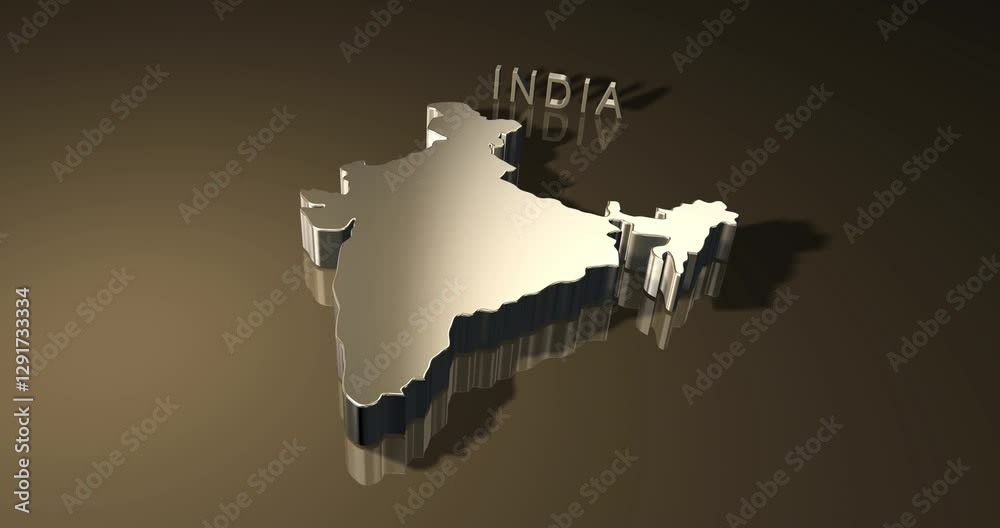 Map of India in 3D animation with golden theme