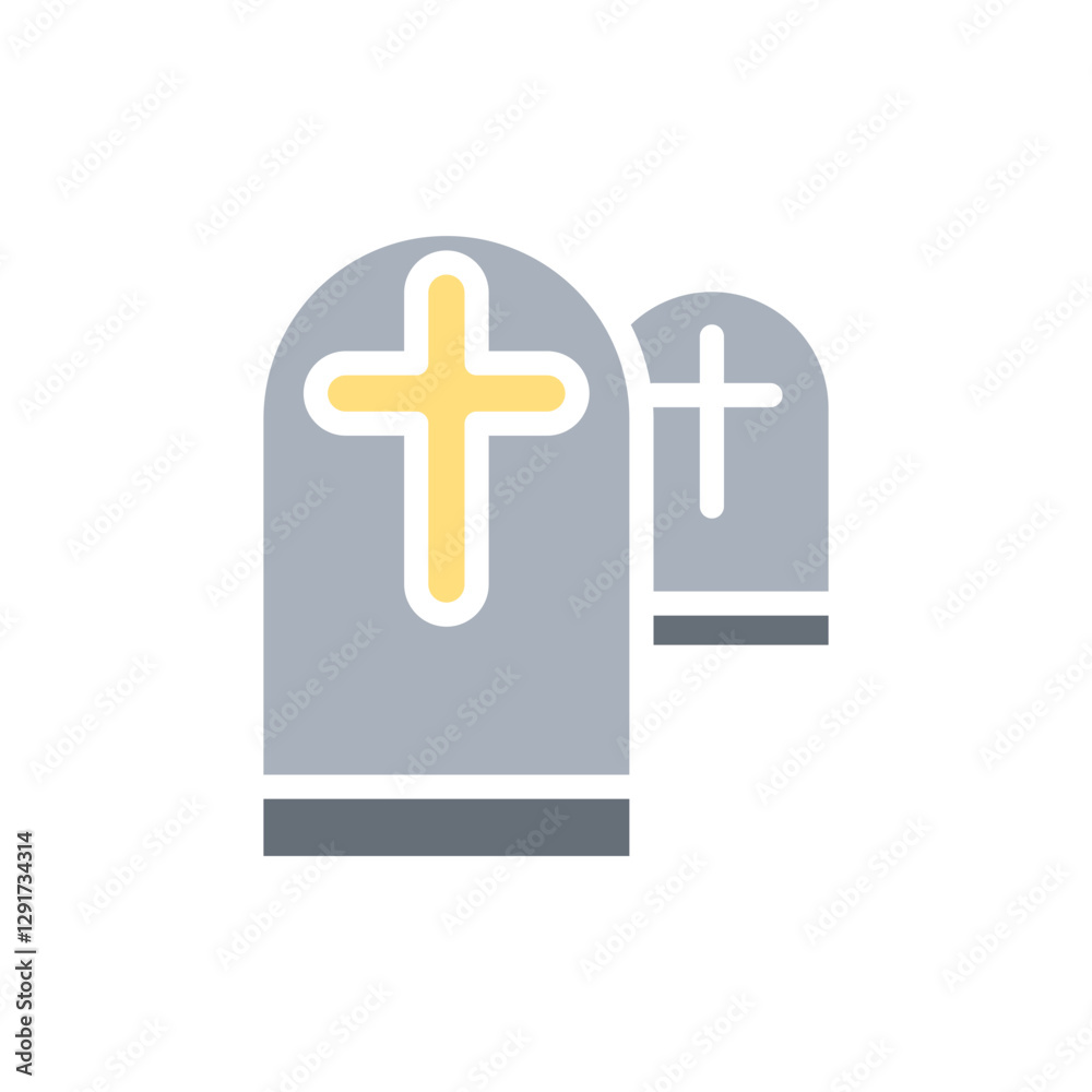 Fototapeta premium Tombstone icon in flat color style