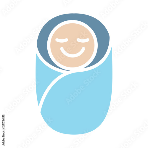 Baby icon in flat color style
