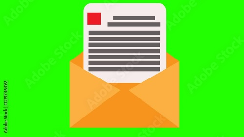 Animation of email envelope green screen video illustration vector