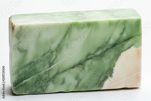 Beautiful jade stone with intricate green patterns displayed on a neutral background showcasing its natural beauty and unique textures