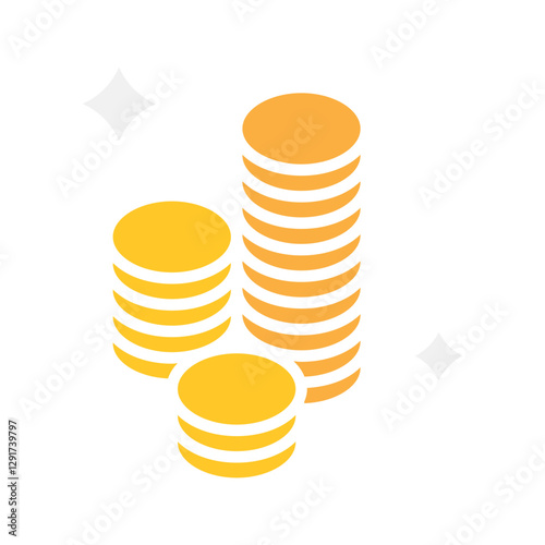 Coin stack icon in flat color style