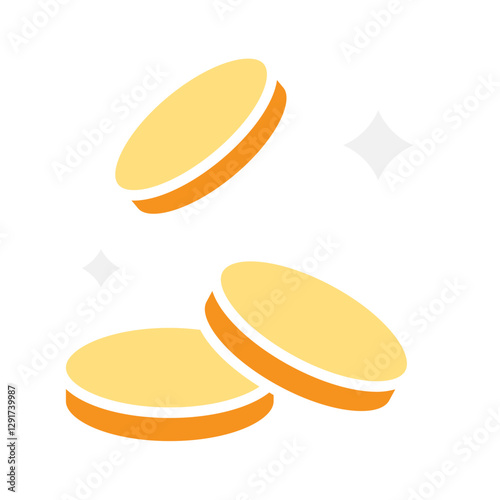 Falling coin icon in flat color style