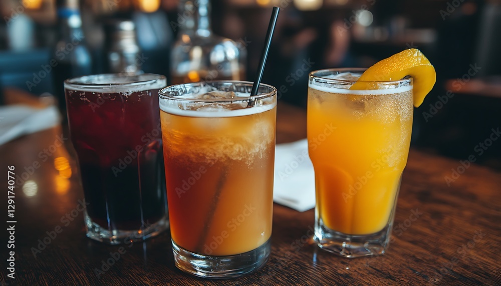 Refreshing drinks on a restaurant table