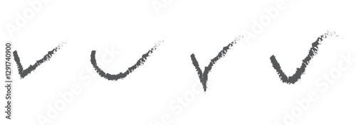 Check marks doodle set. Checkbox, checklist, tick and cross signs, v and x in sketch style. Hand drawn vector illustration isolated on white background
