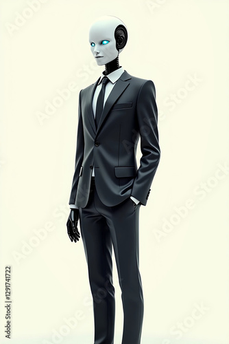 Futuristic AI Robot in Business Attire