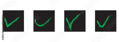 Set of different black check marks vector. Voting vector icon. Choice vector icon. Confirmation symbol set of checkmark icons in square and circle.
