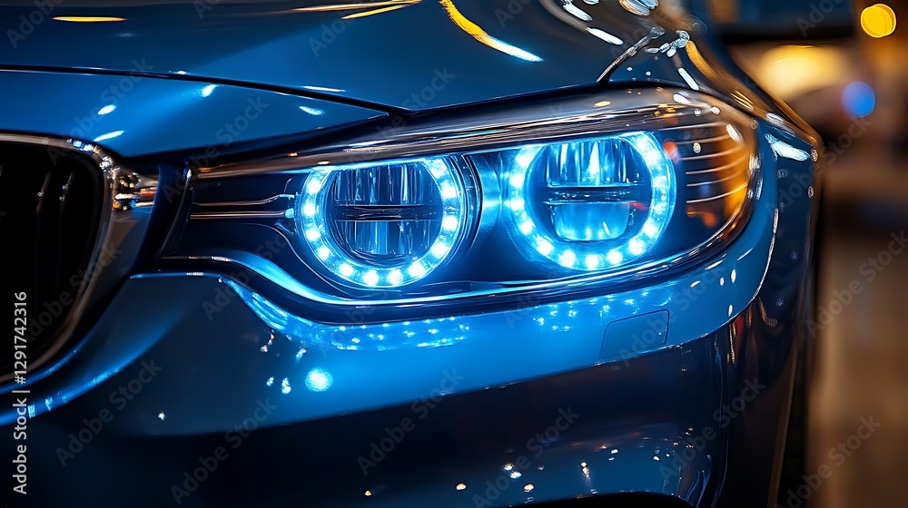 Fototapeta premium Car headlight at night