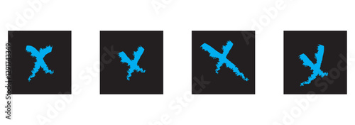 Check marks hand drawn doodle set. tick, cross signs for checkbox, checklist, v and x in sketch set.