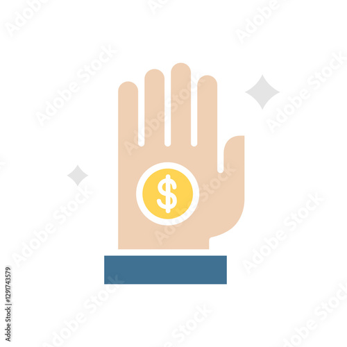 Money icon in flat color style