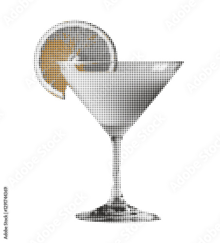 Martini Coctail Party Liquor Drink Halftone Effect Retro Vector Illustration