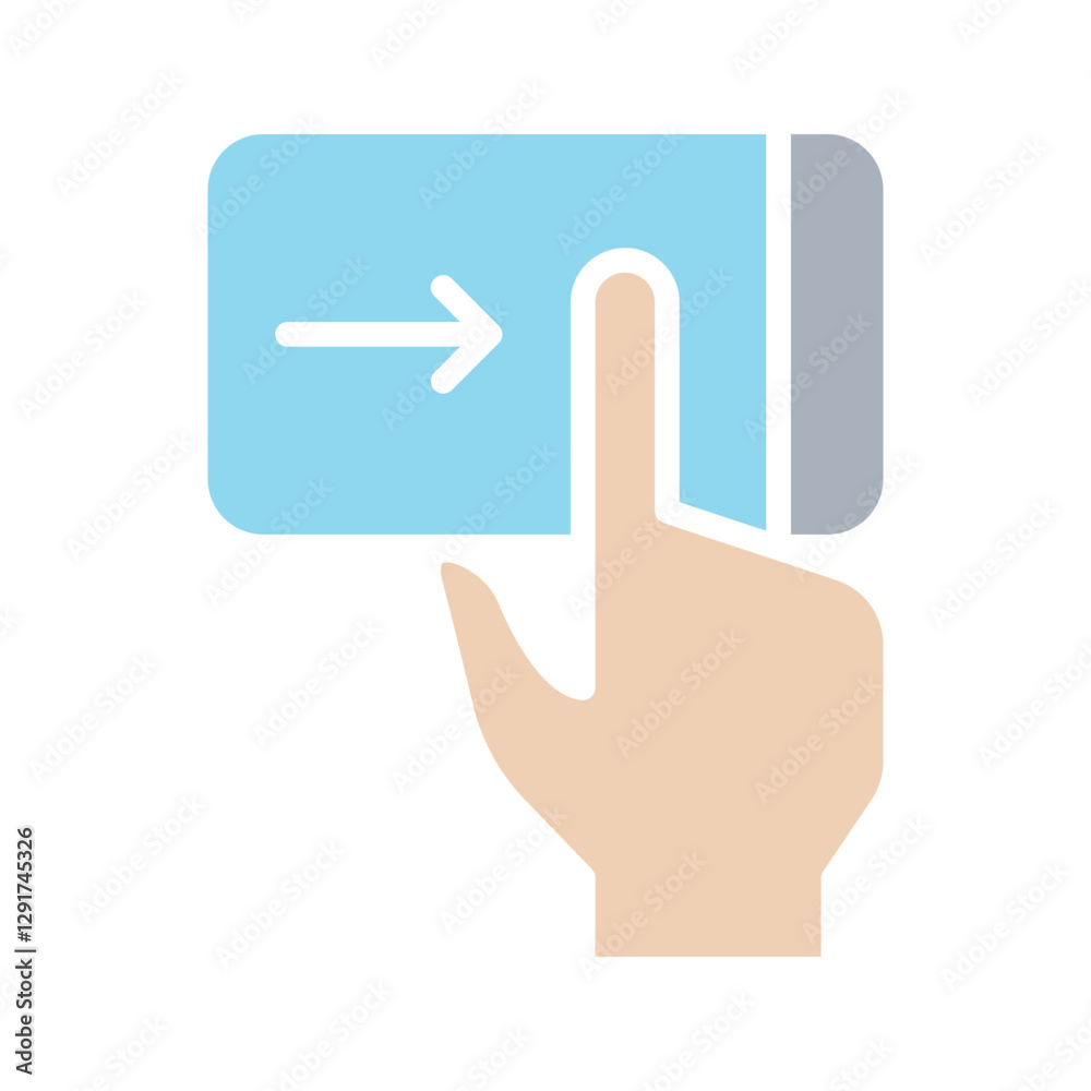 Touch screen icon in flat color style