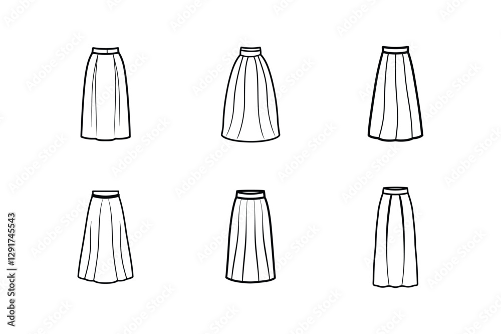 maxi skirt sketch line art vector illustration maxi skirt sketch line art vector illustration