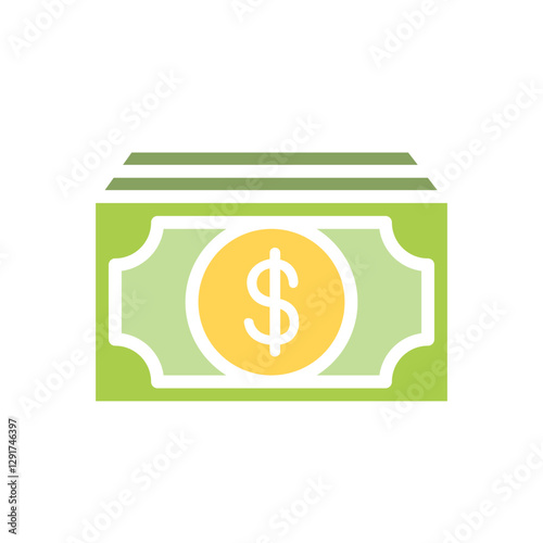Cash icon in flat color style