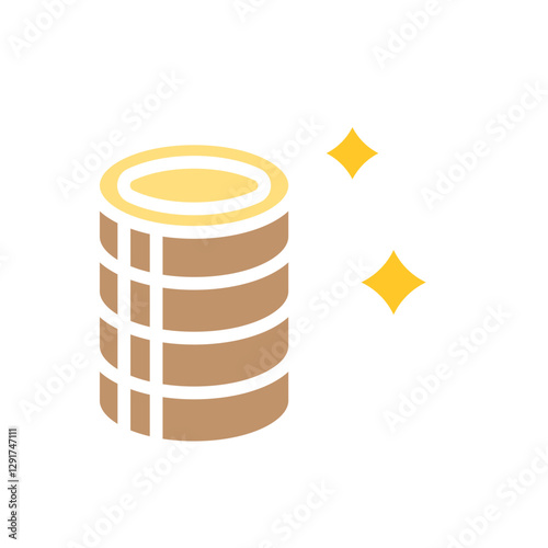 Coin icon in flat color style