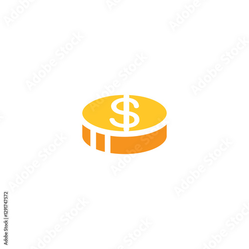 Money icon in flat color style