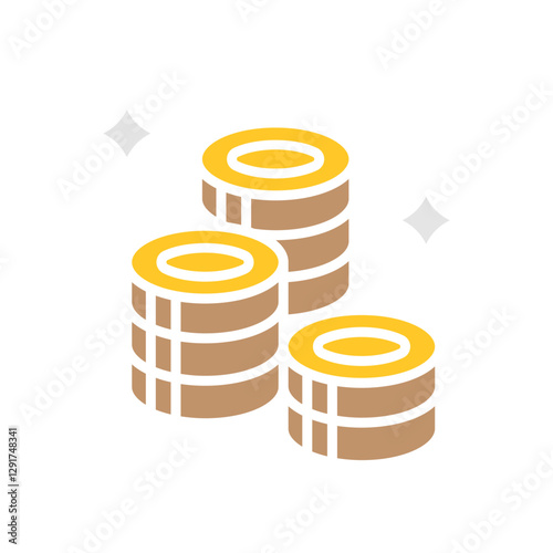 Coin icon in flat color style