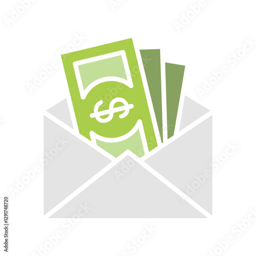 Money icon in flat color style