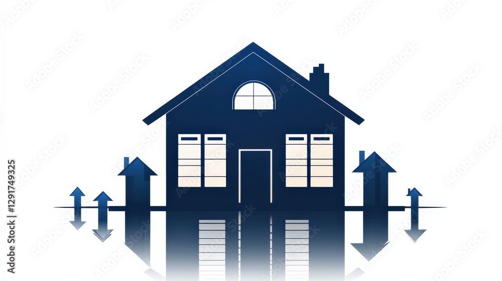 Abstract representation of a house with upward arrows symbolizing growth and prosperity Abstract representation of a house with upward arrows symbolizing growth and prosperity