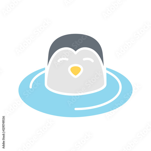 Penguin icon in flat color style