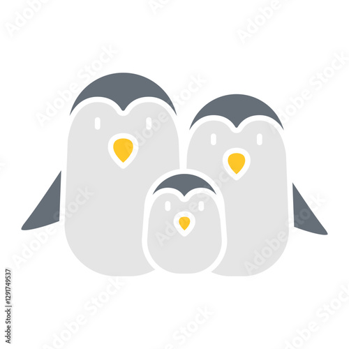 Penguin icon in flat color style