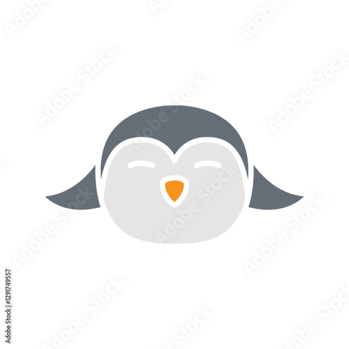 Penguin icon in flat color style