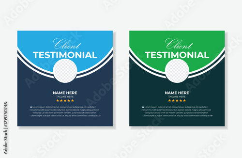  Modern client testimonial or social media post design, customer service feedback review post template with star ratings
