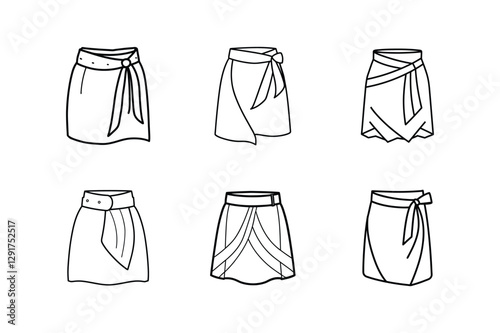 wrap skirt sketch icon line art vector illustration