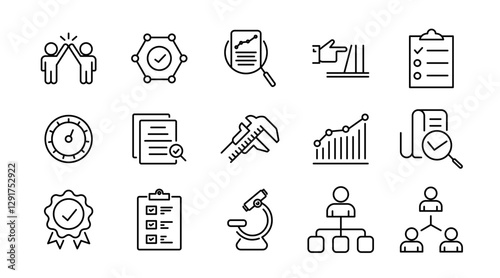 Business teamwork and management line icon set. Company, people, teamwork, office, work, growth, group line icons collection vector. Ui outline icon pack