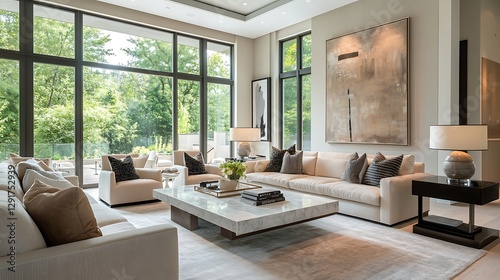 Beautiful Modern Living room Interior with furniture's ,mockup frame , posters, wall -3d Rendering