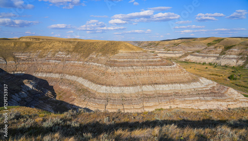 Willow Creek Valley as seen from Hoodoos Trail in the badlands near Drumheller, Alberta, Canada
