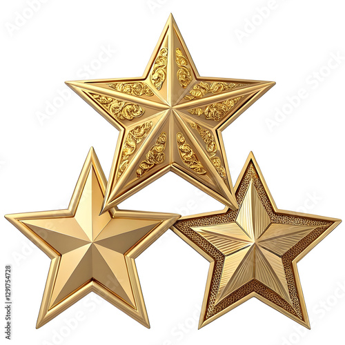 Three Gold Stars with Ornate Detail