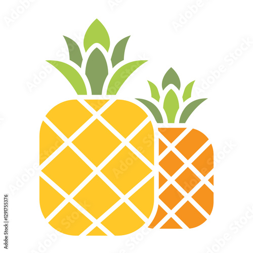 Pineapple icon in flat color style