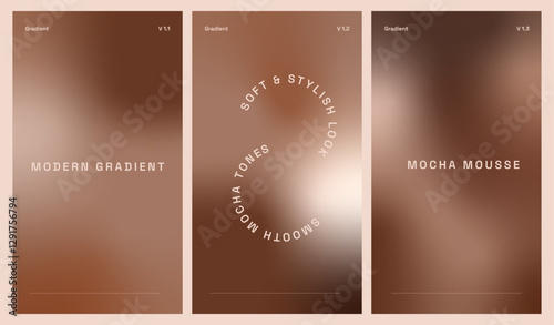 Set of vertical elegant modern gradient backgrounds in mocha mousse color. Perfect for social media, mobile websites, or presentations. A stylish abstract banner collection with a silky, fashion vibe.