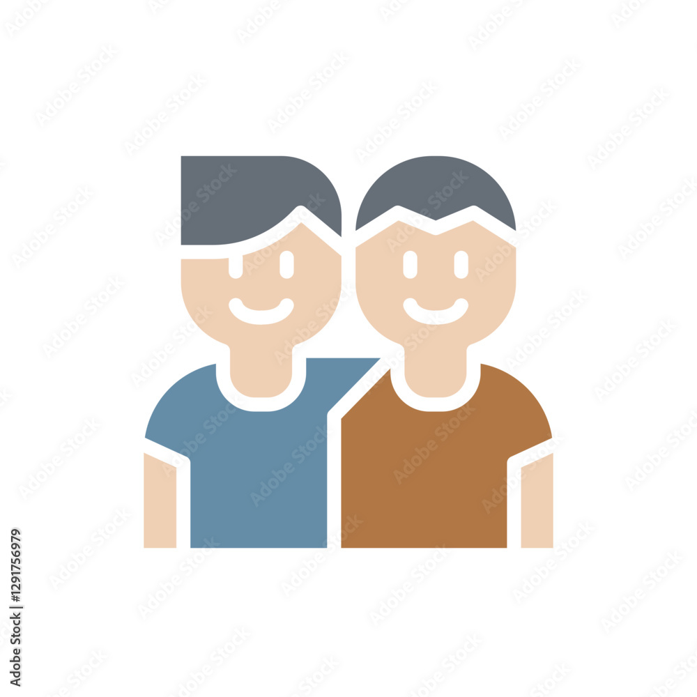 Friends icon in flat color style