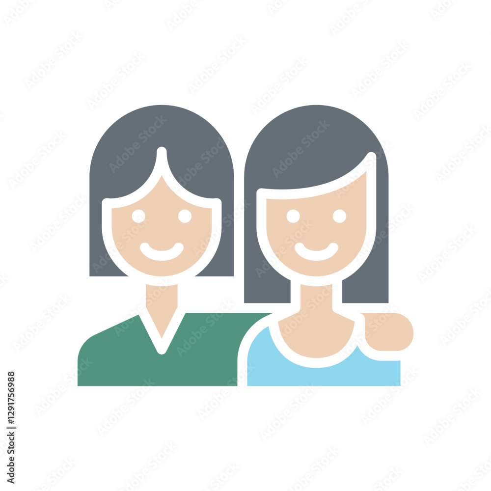 Fototapeta premium Friends icon in flat color style