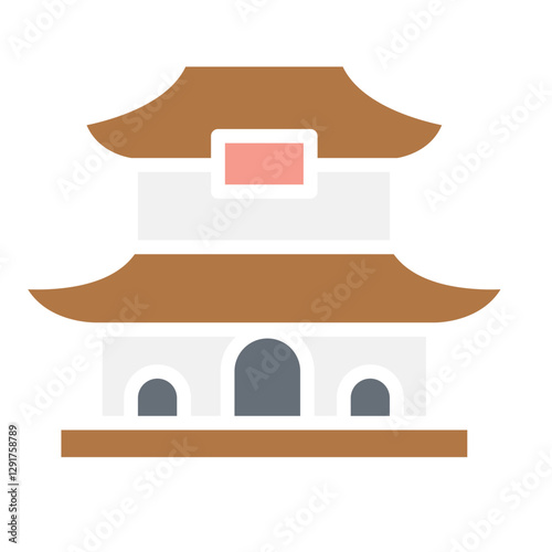 Korean palace icon in flat color style